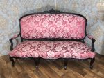 Luija Filipa Neorokoko salona garnitūra — sofa + 3 krēsli + 2 krēsli ar rokubalstiem, melnināts koks (178) - Image 2