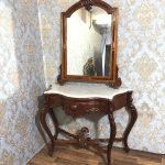 large antique mahogany console table and mirror set in louis xv style