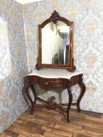 large antique mahogany console table and mirror set in louis xv style