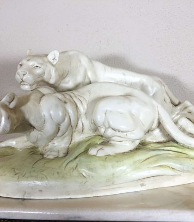 ROYAL DUX porcelænsfigur med tigre, mellemstor (191)