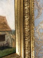 Glezna ar baznīcu "Clocher de mortefontaine oise" - zelta krāsas rāmis, vidēji maza izmēra(138) - Image 11
