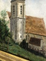 Glezna ar baznīcu "Clocher de mortefontaine oise" - zelta krāsas rāmis, vidēji maza izmēra(138) - Image 8