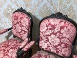 Luija Filipa Neorokoko salona garnitūra — sofa + 3 krēsli + 2 krēsli ar rokubalstiem, melnināts koks (178) - Image 4