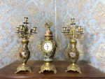 Kamīna pulksteņa komplekts – pulkstenis + 2 svečturi, vidēja izmēra (194)
