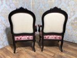 Luija Filipa Neorokoko salona garnitūra — sofa + 3 krēsli + 2 krēsli ar rokubalstiem, melnināts koks (178) - Image 13