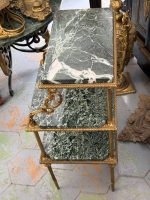 Trīsstāvīgs galds ar zaļu marmoru — Neoklasicisma stilā (Three Tier Marble Side Table) (7025) - Image 3
