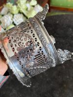 Antique silver-plated cachepot with openwork decor and lion heads (6735) - Image 9