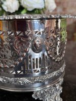 Antique silver-plated cachepot with openwork decor and lion heads (6735) - Image 4