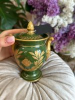 Porcelāna Trauks ar Vāku, Maza Izmēra, Tumši Zaļš ar Zelta Krāsas Detalizāciju (4102) - Image 12