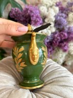 Porcelāna Trauks ar Vāku, Maza Izmēra, Tumši Zaļš ar Zelta Krāsas Detalizāciju (4102) - Image 10