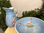 Antique Faience Bathroom Set – Jug and Bowl with Exotic Bird Motifs (4472) - Image 4