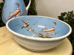 Antique Faience Bathroom Set – Jug and Bowl with Exotic Bird Motifs (4472) - Image 13