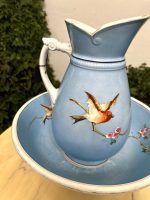 Antique Faience Bathroom Set – Jug and Bowl with Exotic Bird Motifs (4472) - Image 6