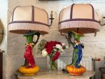 antique art nouveau style ceramic table lamps pair