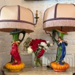 antique art nouveau style ceramic table lamps pair