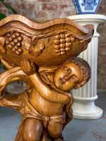 Wooden Figurine with Dish, Medium Size, Very Heavy (3974) - Image 3