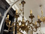 vidēji liela izmēra, zelta krāsas lustra, 8 spuldzes (5946)