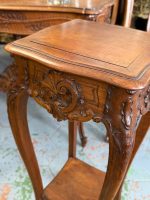 Kokgriezuma puķu galdiņš — Luija XV stilā (Carved Wooden Plant Stand Side Table in Louis XV Style) (7013) - Image 6