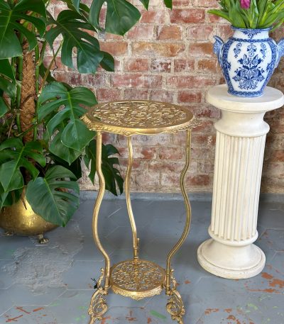 Brass plant stand two-tier