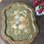large serving tray hand painted floral 6369