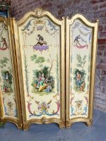 Antiikkinen kolmiosainen puinen tilanjakaja, chinoiserie- ja singerie-maalauksin (3230) - Image 8