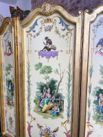 Antiikkinen kolmiosainen puinen tilanjakaja, chinoiserie- ja singerie-maalauksin (3230) - Image 7