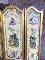 Antiikkinen kolmiosainen puinen tilanjakaja, chinoiserie- ja singerie-maalauksin (3230) - Image 6