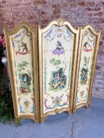 Antiikkinen kolmiosainen puinen tilanjakaja, chinoiserie- ja singerie-maalauksin (3230) - Image 2