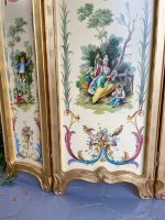 Antiikkinen kolmiosainen puinen tilanjakaja, chinoiserie- ja singerie-maalauksin (3230) - Image 12