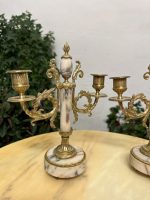 2 Chandeliers Français Louis XV / Louis XVI avec Marbre, Petite Taille (4486) – Image 2