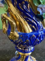 Itāļu vāze ar vāku, tumši zilā/zelta krāsā ar eņġeli un ziediem, Liela izmēra (6674) - Image 14