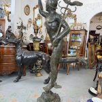 Beautiful massive bronze hermes statue in neoclassical style