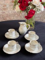 antique limoges porcelain tea coffee set for 4 persons white and gold delvaux paris
