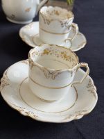 Antīks "Limoges" porcelāna komplekts 4 personām — Delvaux Paris (Antique "Limoges" porcelain set with gold decor from Paris) (7052) - Image 4