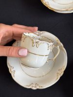 Antīks "Limoges" porcelāna komplekts 4 personām — Delvaux Paris (Antique "Limoges" porcelain set with gold decor from Paris) (7052) - Image 6