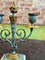 Пара Бронзовых Двухрожковых Подсвечников на Алебастре — Стиль Ампир, Франция, 19 в. (6679) — изображение 12