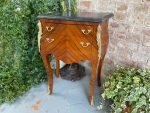 Oak Bedside Table, Small Chest of Drawers with Marble Top and Bronze Details (2915) - Image 2