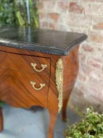 Oak Bedside Table, Small Chest of Drawers with Marble Top and Bronze Details (2915) - Image 6