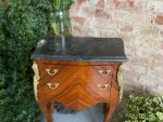 Oak Bedside Table, Small Chest of Drawers with Marble Top and Bronze Details (2915) - Image 5