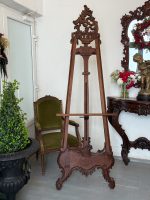 Large antique style wooden artist easel with intricate carvings