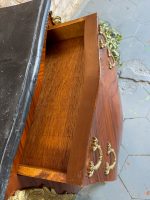 Oak Bedside Table, Small Chest of Drawers with Marble Top and Bronze Details (2915) - Image 11