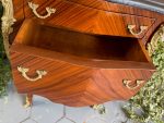Oak Bedside Table, Small Chest of Drawers with Marble Top and Bronze Details (2915) - Image 12
