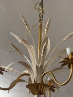 griestu lampa ar vārpām, krēmkrāsā/zelta krāsā, 3 spuldzes, maza izmēra, viegla pēc svara (5957) - Image 6