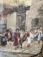 Žanra glezna ar pilsētas skatu — Luija XV stilā (Antique Genre Painting Framed French Street Scene in Louis XV Style) (7020) - Image 5