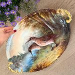 liela izmēra porcelāna šķīvis/paplāte ar putniem (6140)