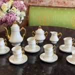 antique french porcelain limoges tea coffee service gold 11 persons