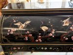 Secrétaire cylindre ancien laque japonaise avec grues et sakura, view 9