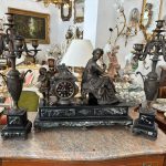 antique french mantel clock set bronze garniture candelabras marble