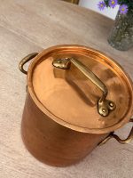 Autentisks antīks franču kapara katls ar vāku un misiņa rokturiem (antique french copper stockpot) (6204) - Image 7