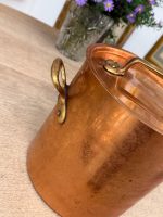 Autentisks antīks franču kapara katls ar vāku un misiņa rokturiem (antique french copper stockpot) (6204) - Image 4